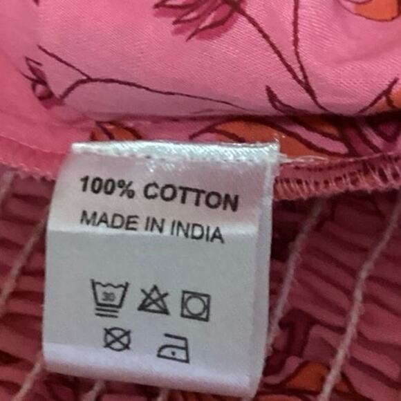 New Perry Walker Collective Pink Floral Ruched Elastic Back Crop Tube Top Size S - Picture 5 of 5